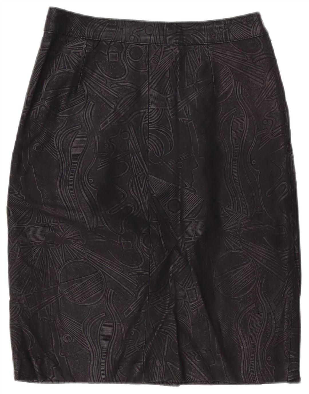 Fusta de piele Vintage pentru femei W26 Mica Neagra Geometrica
