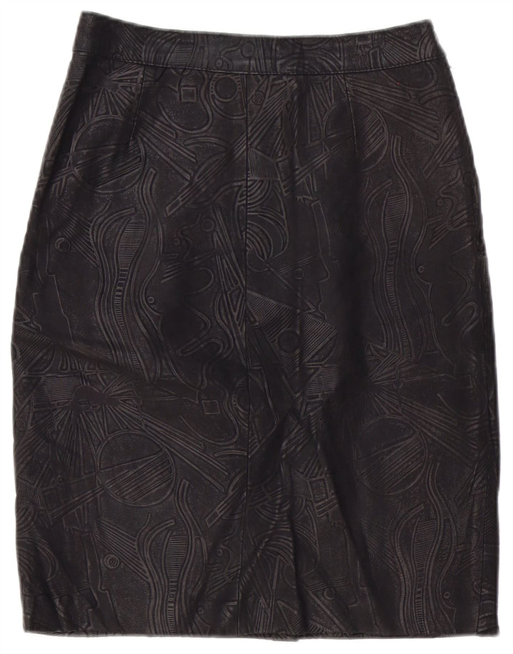 Fusta de piele Vintage pentru femei W26 Mica Neagra Geometrica