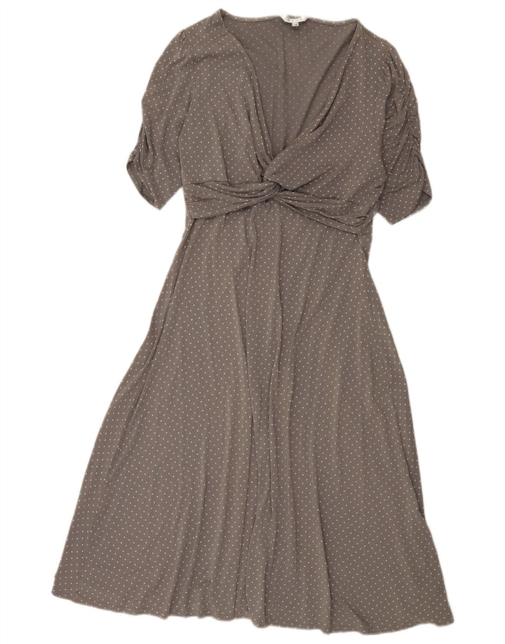 East Womens Rochie A-Line UK 14 Medium Gri Spotted Viscose