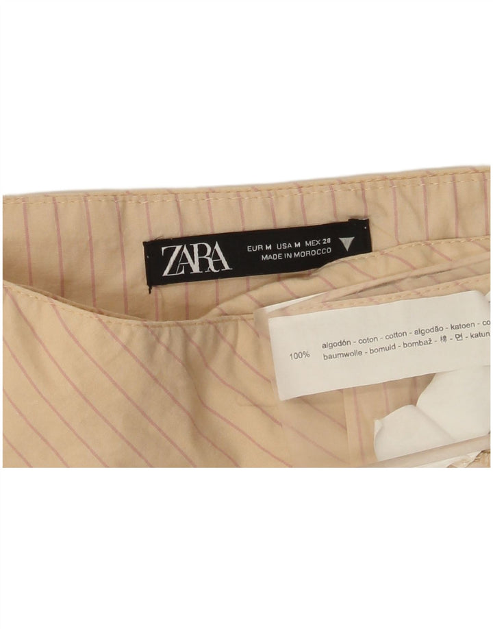 Fusta Mini Wrap Femei Zara Medium W28 Bej Pinstripe Bumbac
