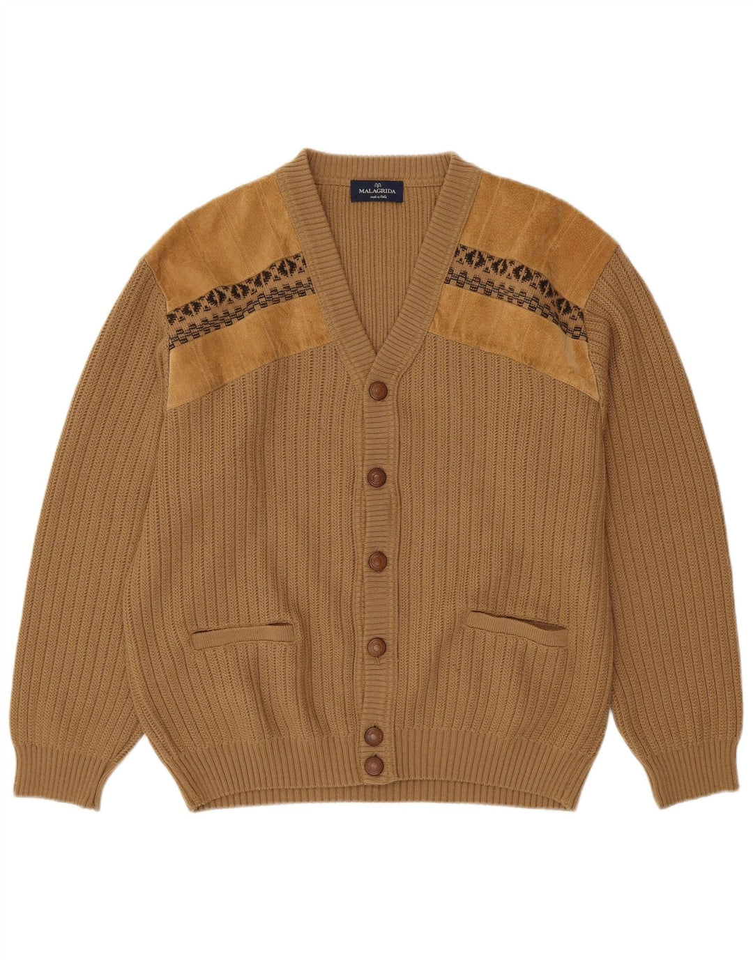 Pulover cardigan pentru bărbați Malagrida, mare, bej, geometric