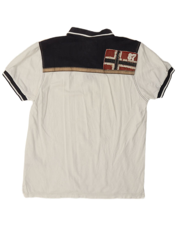 Tricou polo Napapijri Geographic Graphic Rugby XL, alb, color bloc