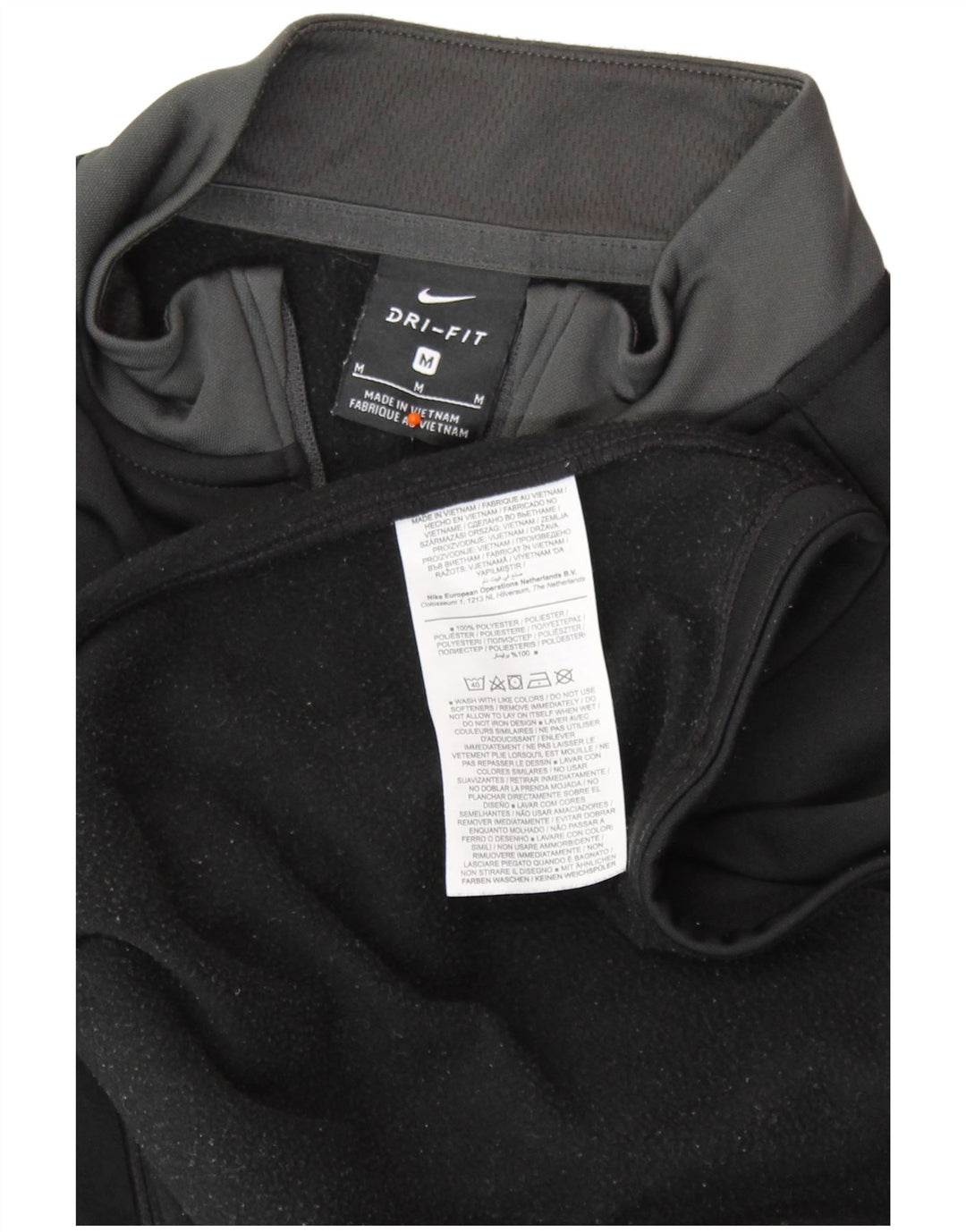 Top de trening pentru bărbați Dri Fit, cu fermoar și gât, negru, colorblock