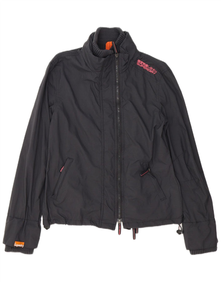 SUPERDRY Jachetă de ploaie grafică pentru femei UK 16, mare, gri, poliester