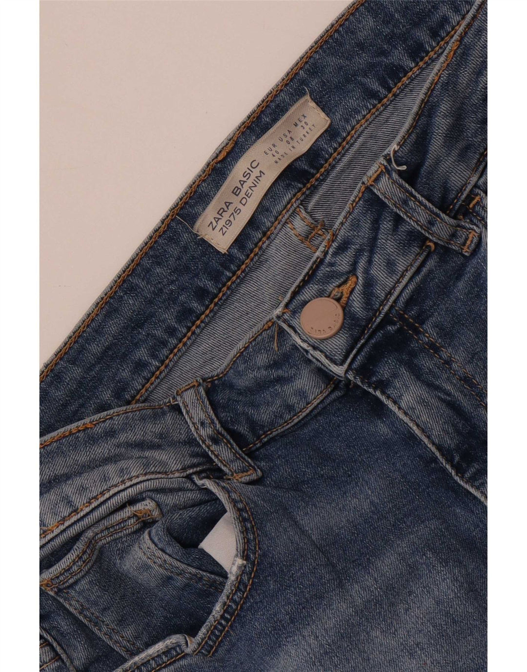 Blugi skinny distressed pentru femei Zara EU 40 Medium W30 L27 Albastru