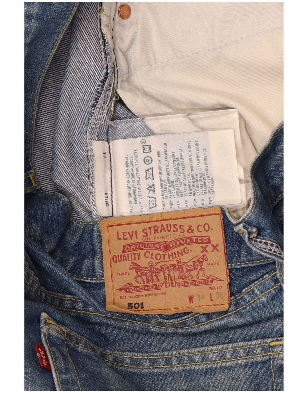 Blugi drepti pentru bărbați Levi's 501 W34 L29 Bumbac albastru