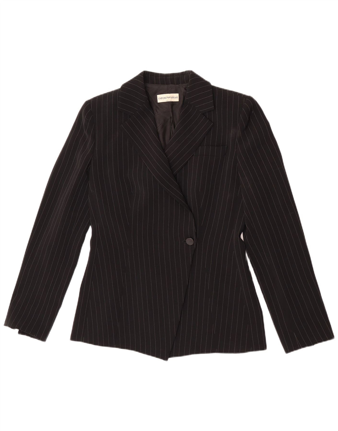 Jachetă Blazer pentru femei Emporio Armani cu 1 nasture Marea Britanie 8, neagră, cu dungi mici