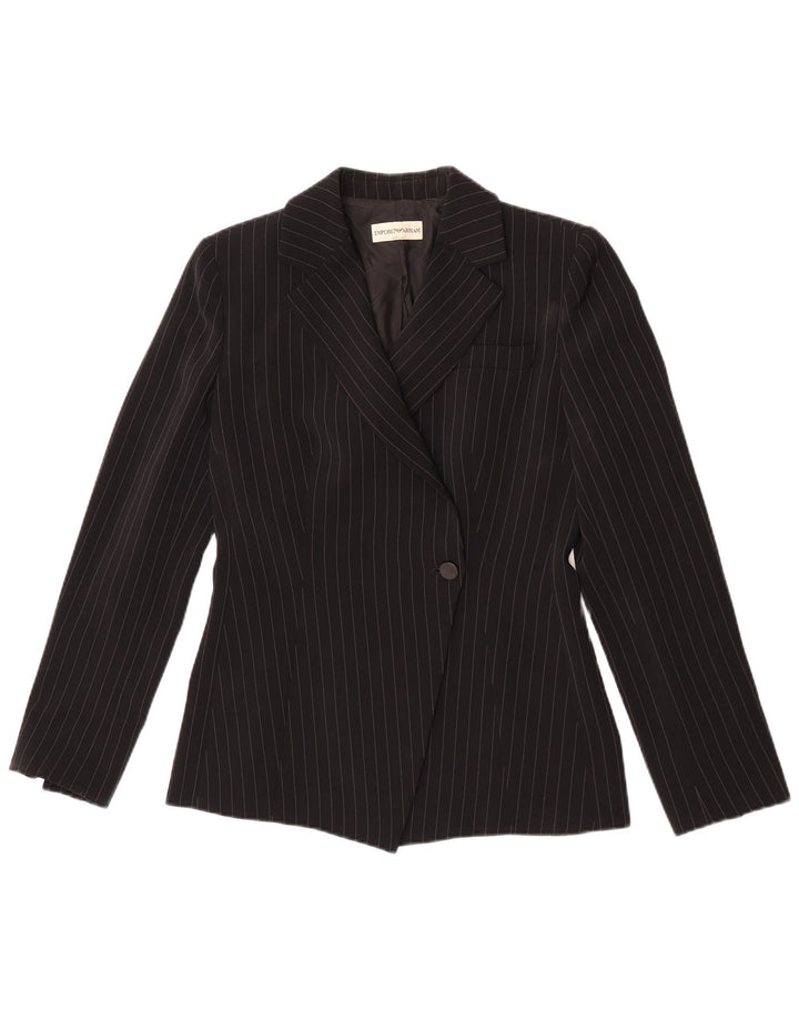 Jachetă Blazer pentru femei Emporio Armani cu 1 nasture Marea Britanie 8, neagră, cu dungi mici