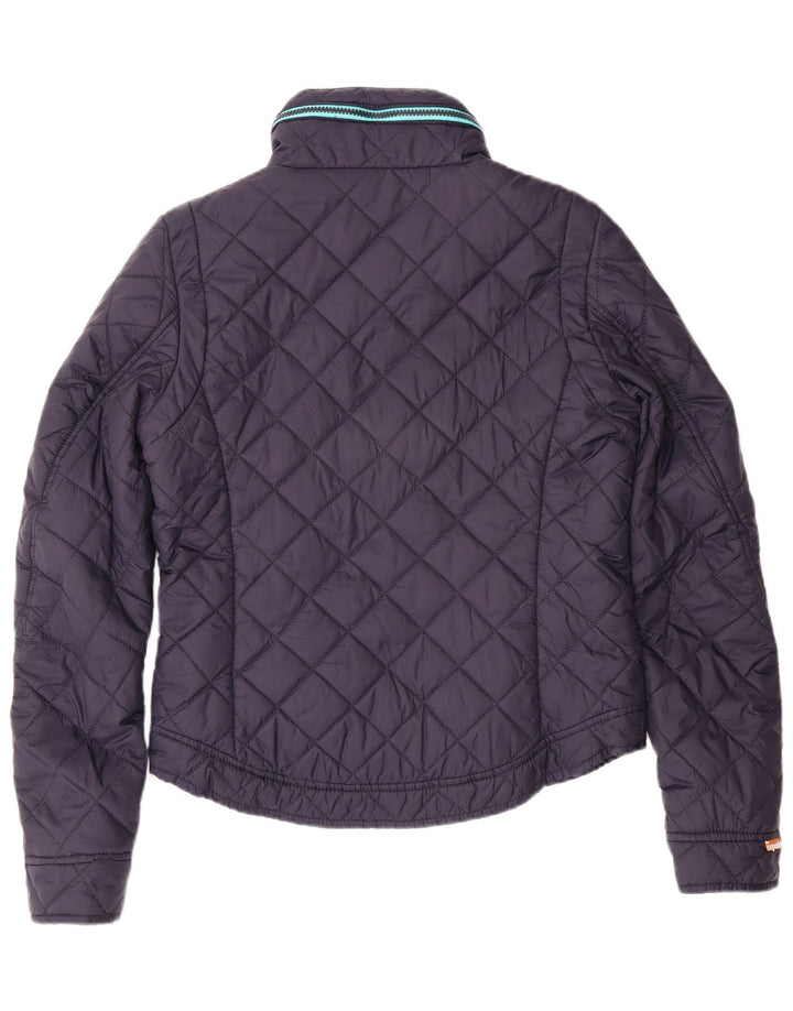 SUPERDRY Womens Quilted Jacket UK 14 Medium Navy Blue Nylon