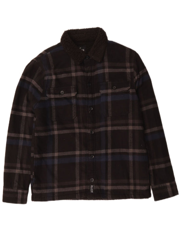 Hollister Mens Sherpa Jacket UK 36 Small Black Check Bumbac