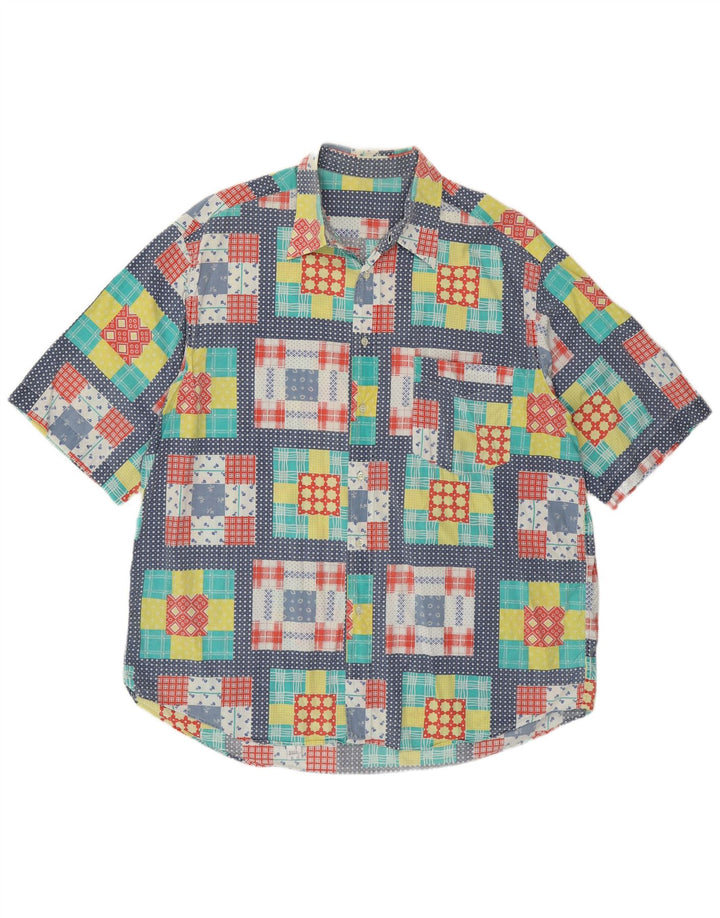 Cămașă cu mânecă scurtă pentru bărbați VINTAGE, bumbac mozaic multicolor XL