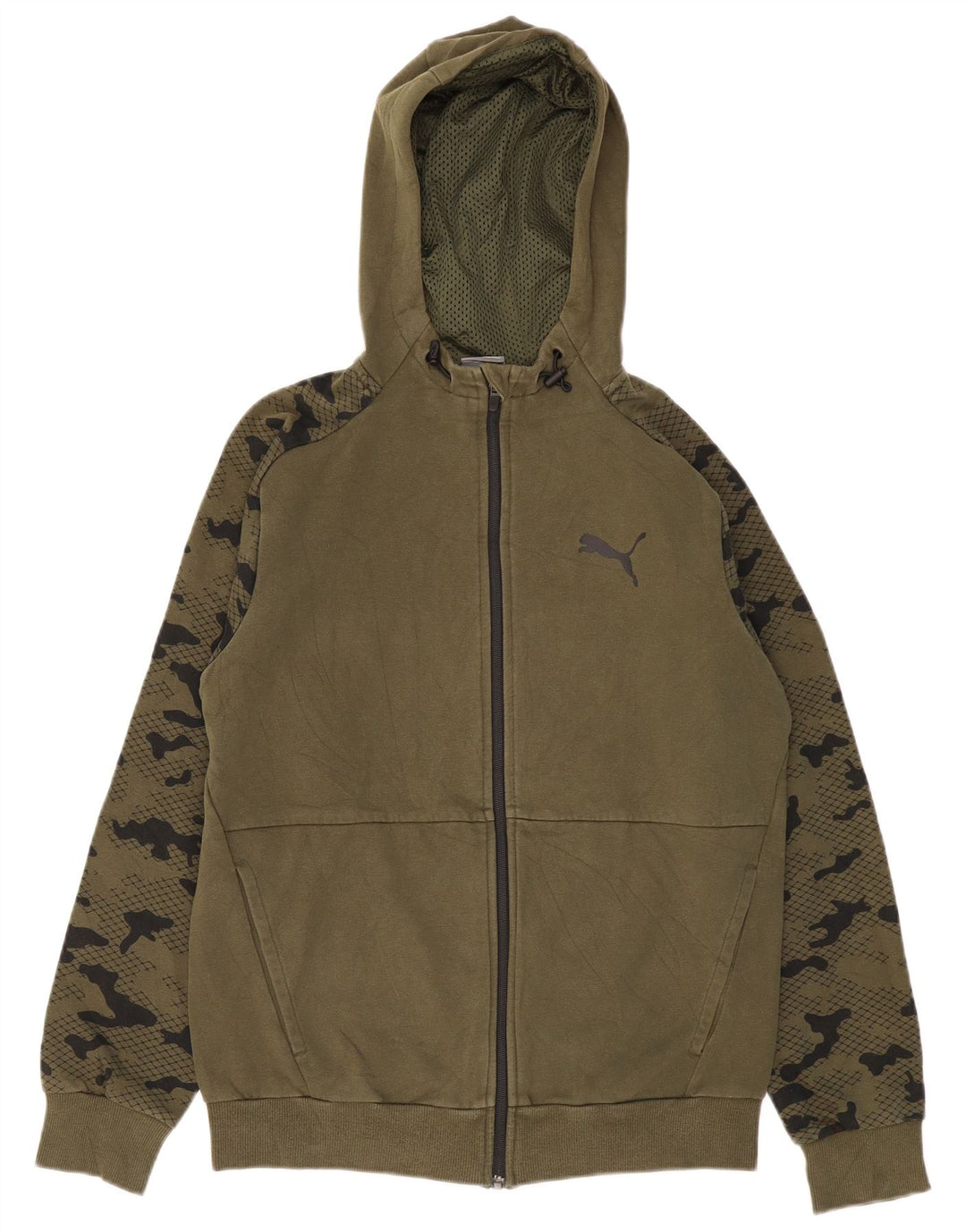 Pulover PUMA pentru bărbați, cu fermoar, camuflaj kaki mic