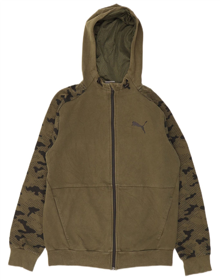 Pulover PUMA pentru bărbați, cu fermoar, camuflaj kaki mic
