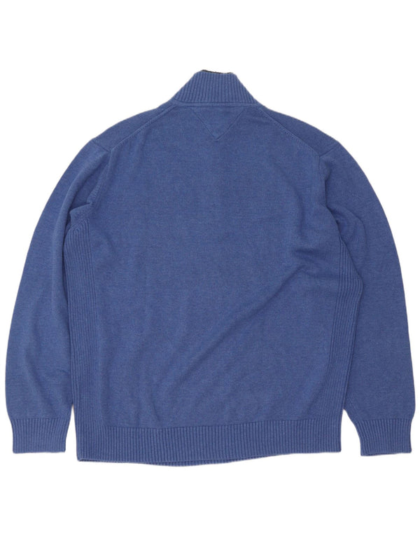 Pulover Tommy Hilfiger pentru bărbați, cu fermoar și gât, bumbac albastru 2XL