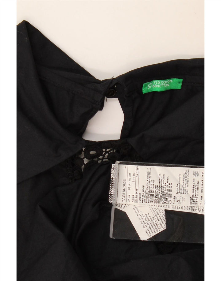 Bluză pentru femei BENETTON UK 14 mare bumbac floral negru