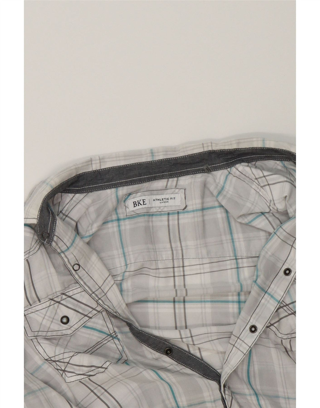 BKE Mens Athletic Fit  Shirt Large Grey Check Cotton Vintage BKE and Second-Hand BKE from Messina Hembry 