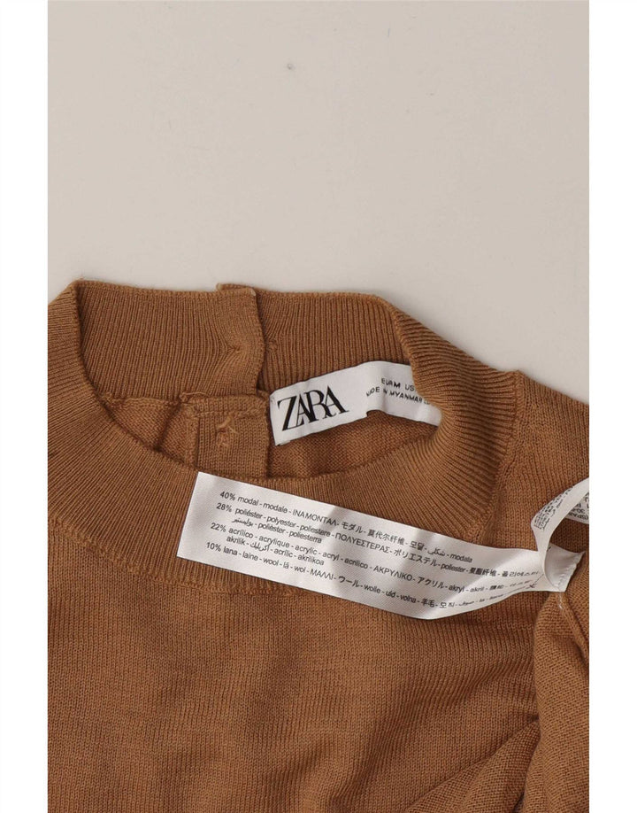 Pulover pentru femei cu gât țestoasă Zara UK 12 Medium Kaki Modal