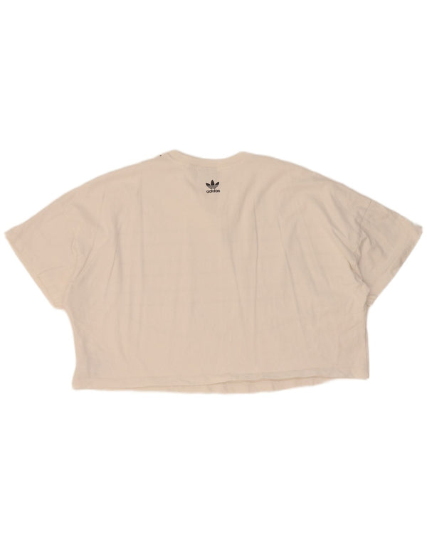 Tricou cu grafic crop Adidas pentru femei Top UK 20 2XL Bumbac alb