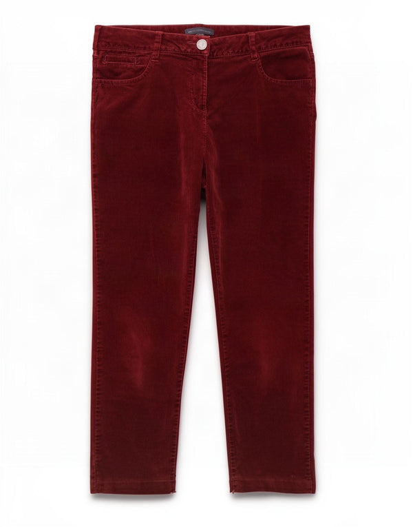 Pantaloni din velur pentru femei Marks & Spencer UK 12 Medium W30 L26 Burgundy
