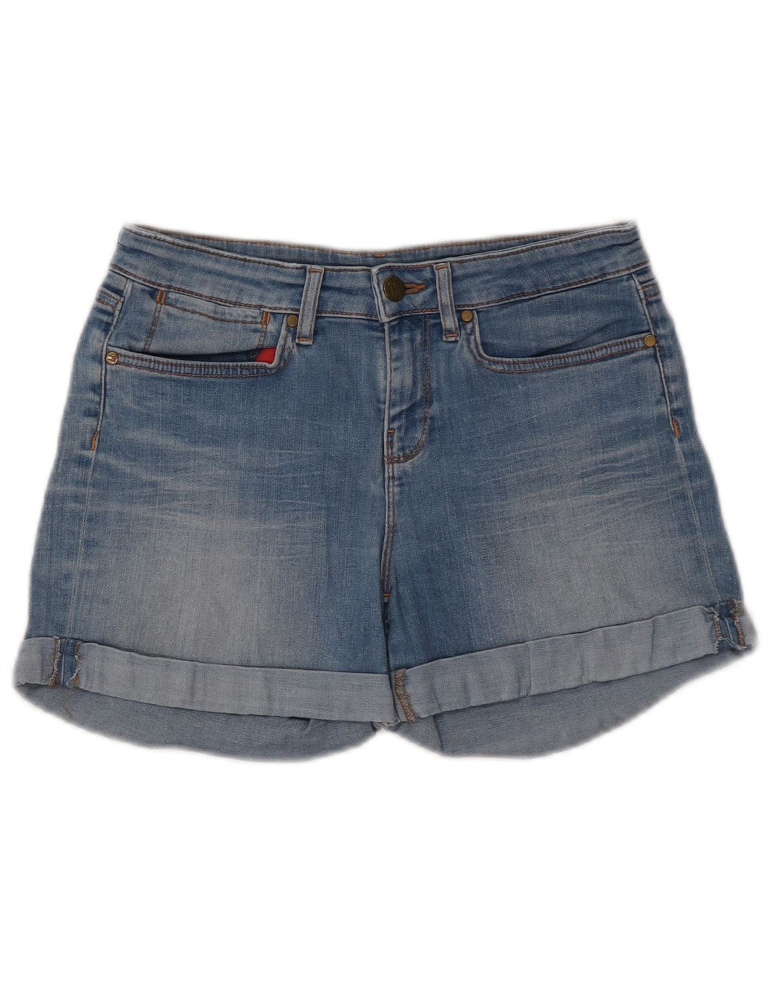 Pantaloni scurți din denim pentru femei Tommy Hilfiger W28, bumbac albastru mediu