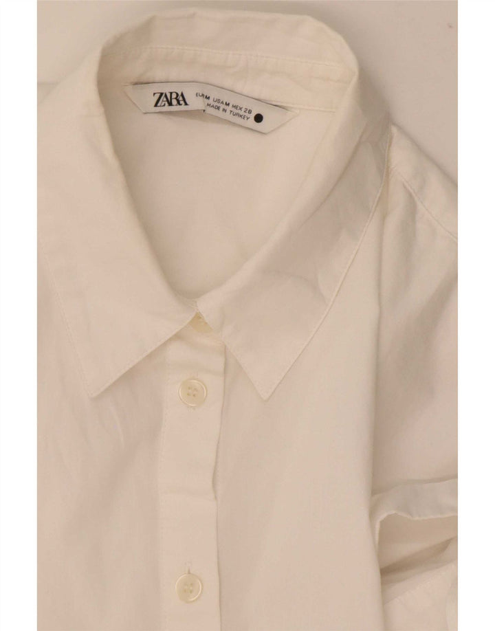 Bluză cămașă cu cravată în față pentru femei Zara UK 12 Medium White