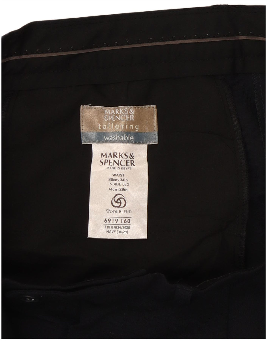 Pantaloni de costum pentru bărbați Marks & Spencer L34 L29 bleumarin poliester