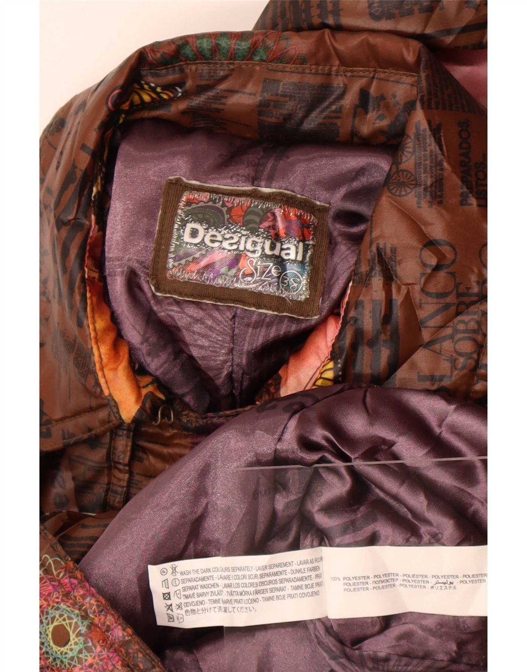 Trenci cu grafic pentru femei Desigual EU 38 Maro Mediu Poliester Floral