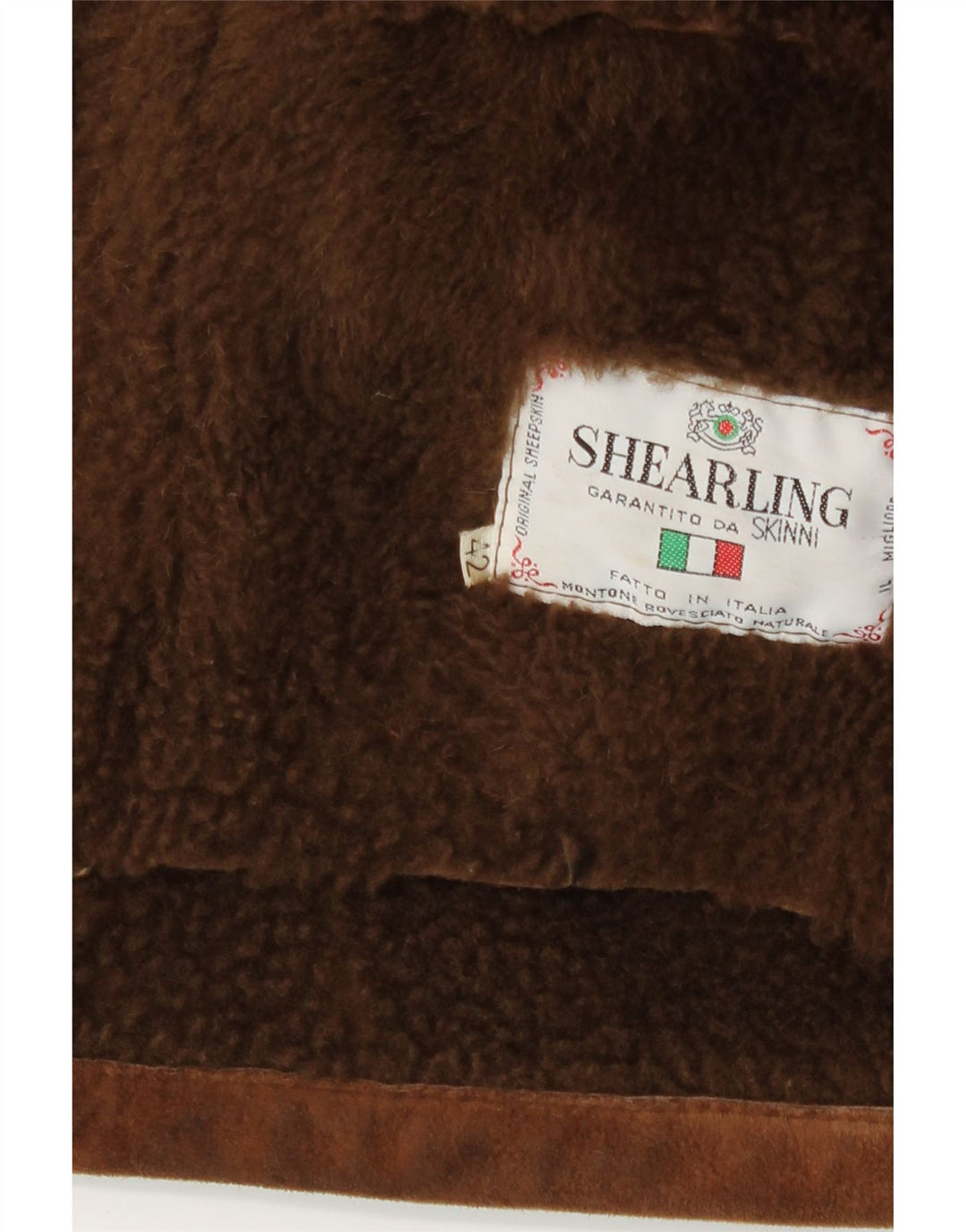 Palton supradimensionat din shearling vintage pentru femei IT 42 maro mediu din shearling
