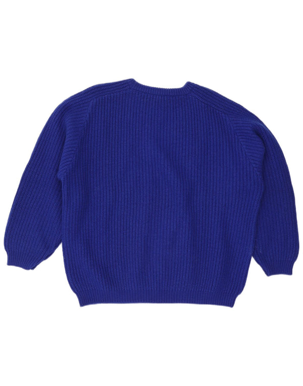 Pulover Benetton pentru bărbați, cu gât de barcă, IT 52, lână mare, albastră