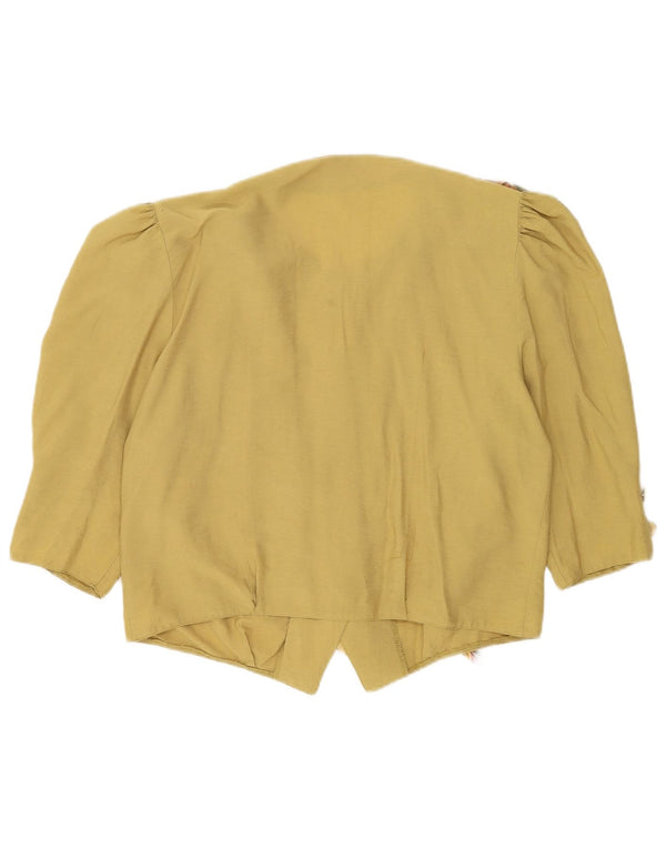 Jachetă vintage pentru femei cu mâneci 3/4 și 5 nasturi, mare verde, UK 16