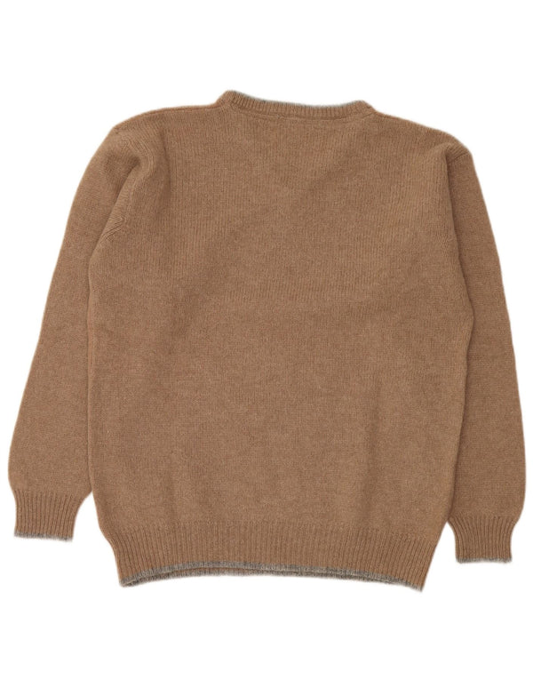 Pulover pentru bărbați Invicta cu decolteu în V, lână virgină, maro mediu