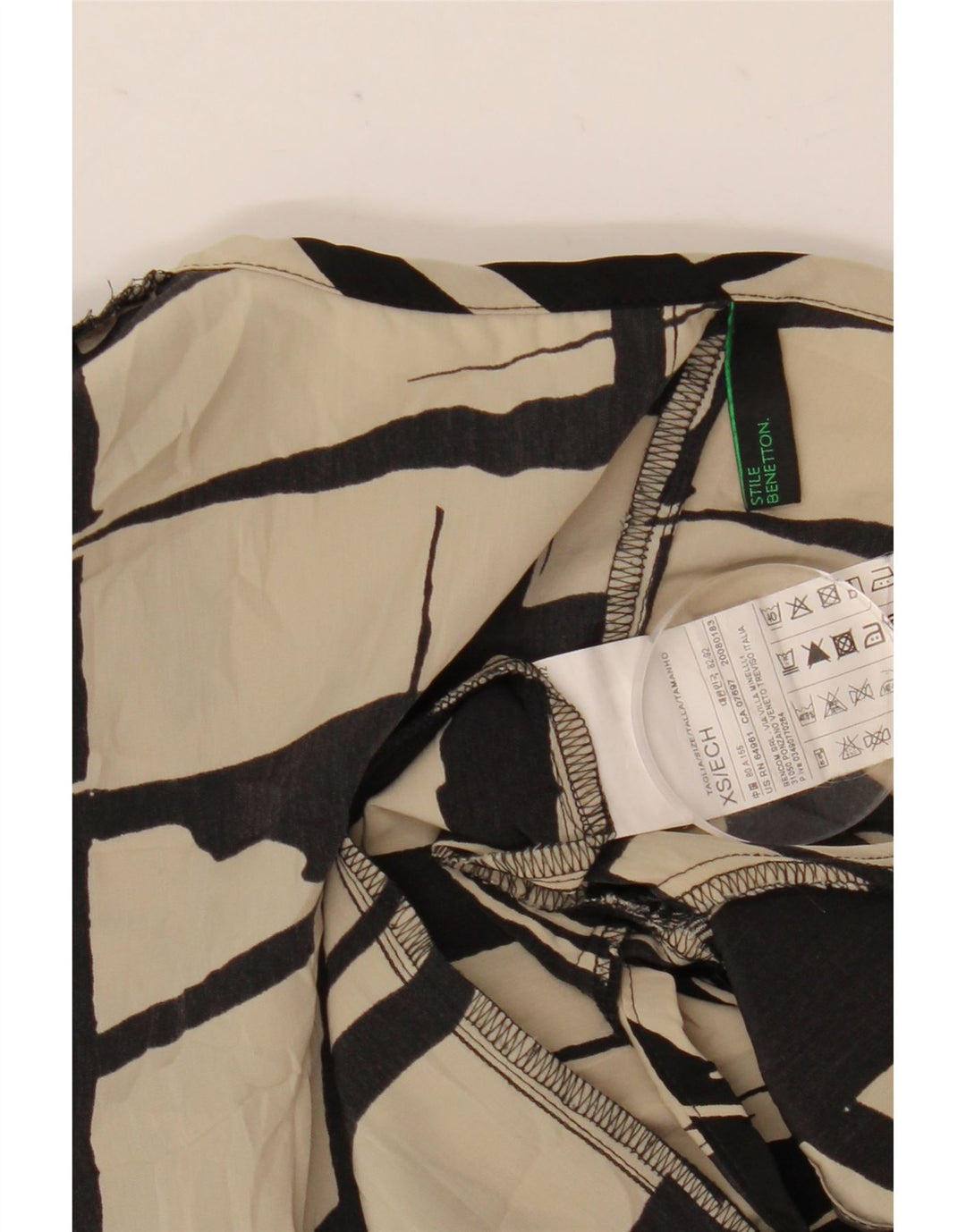 Benetton Rochie Schimbată cu model abstract pentru femei UK 6 XS Poliester alb