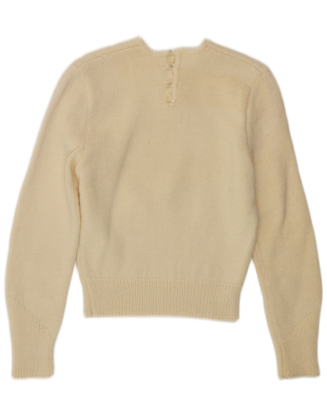 Pulover VINTAGE pentru femei cu decolteu rotund UK 10 Small Off White