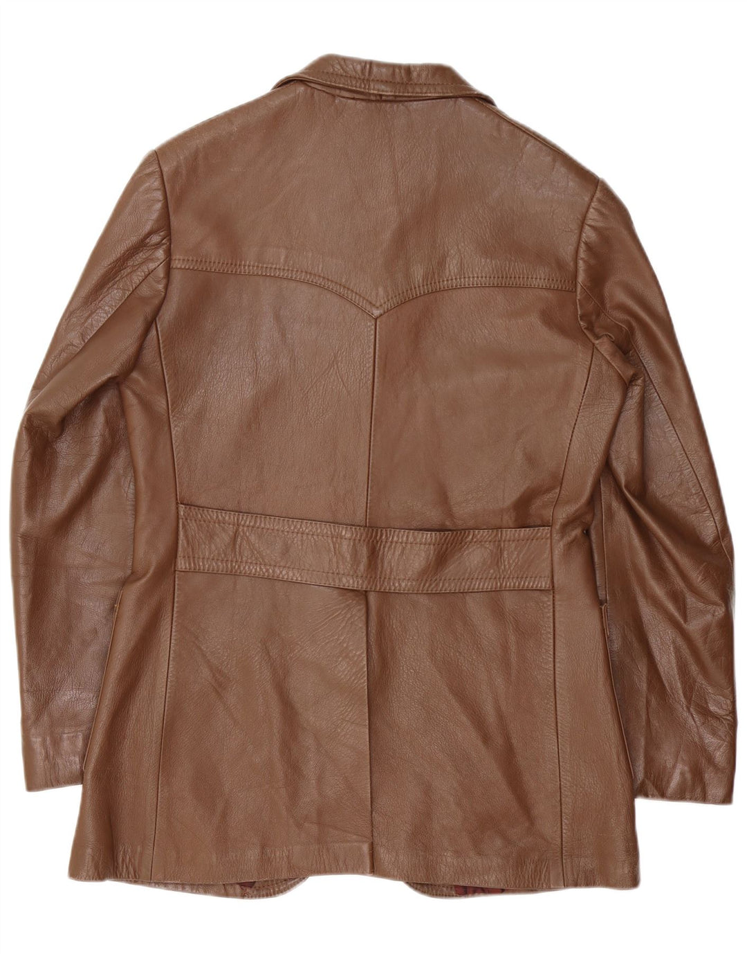 Blazer vintage pentru bărbați, din piele, cu 3 nasturi, EU 50, mare, maro, piele intoarsa