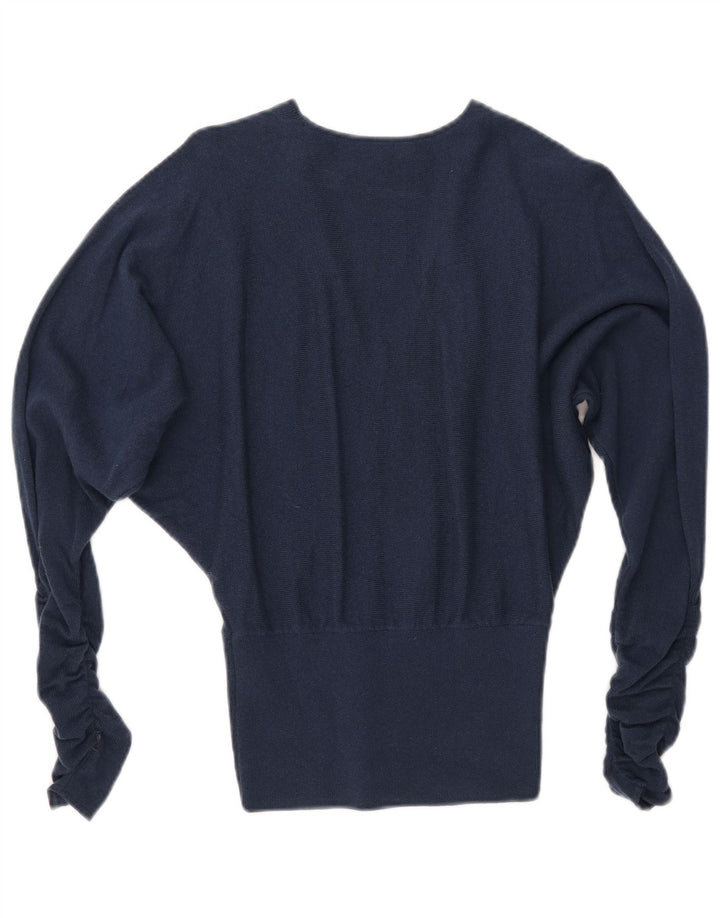 Pulover cu decolteu în V REISS pentru femei UK 6 XS Lână bleumarin