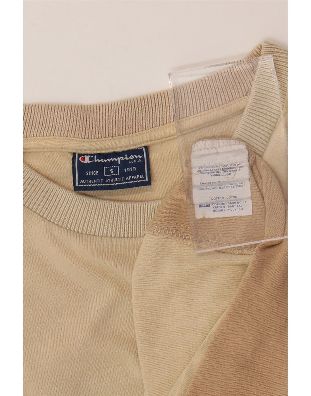 Tricou Bărbați CHAMPION Top mic Bej Colorblock Bumbac