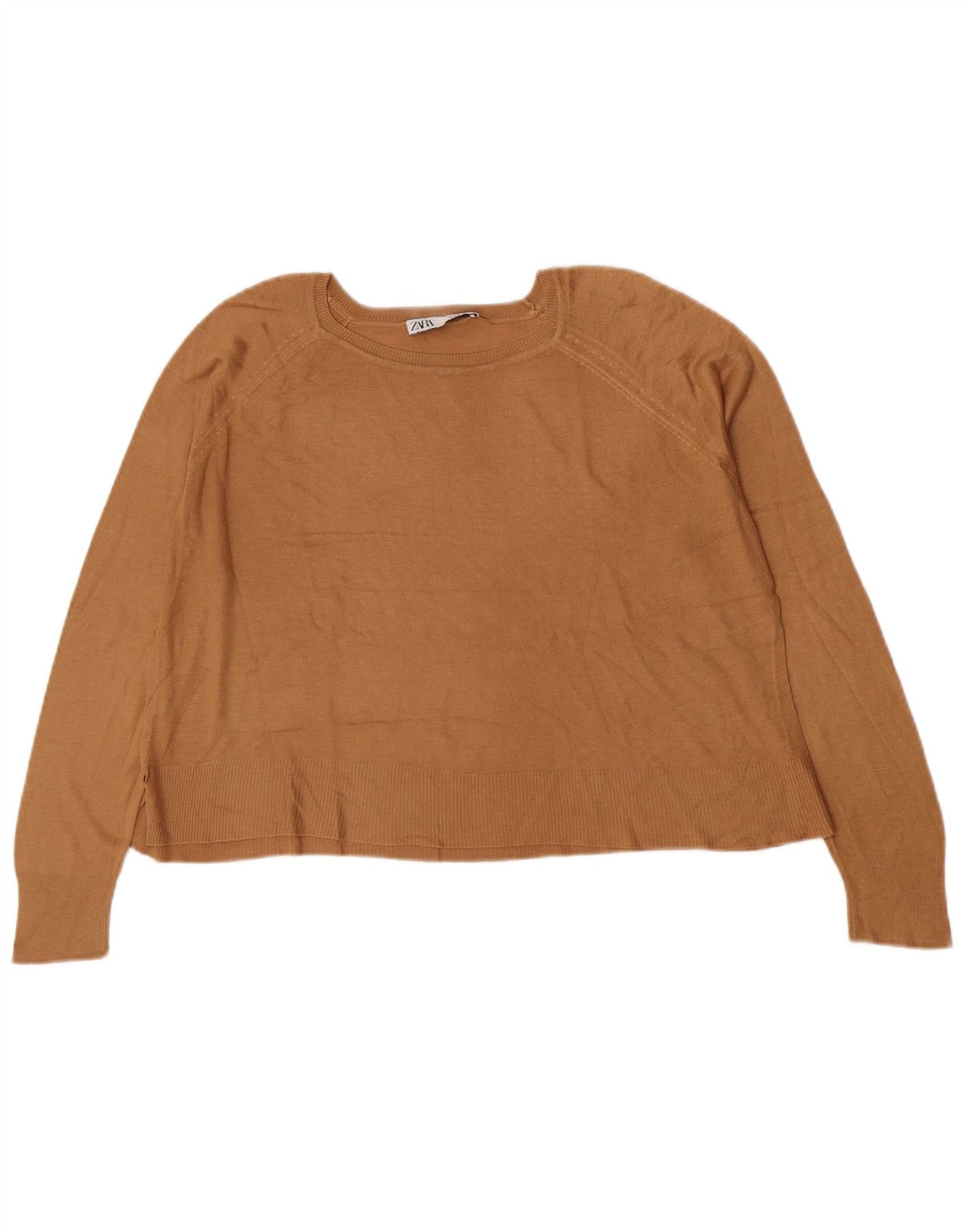 Pulover de damă Zara supradimensionat cu gât barcă UK 10 mic maro
