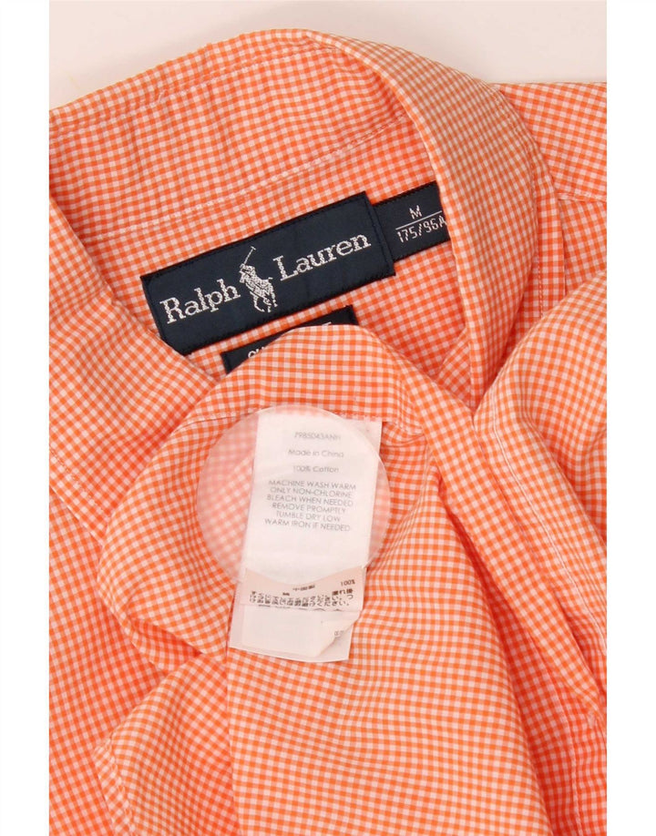 Cămașă pentru bărbați Ralph Lauren cu mânecă scurtă, personalizată, portocaliu mediu Gingham
