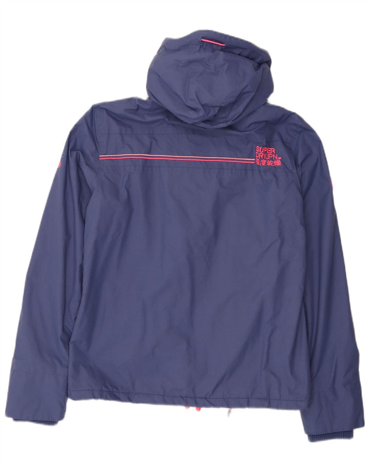 Jachetă de vânt cu glugă Superdry pentru femei UK 16, mare, albastru