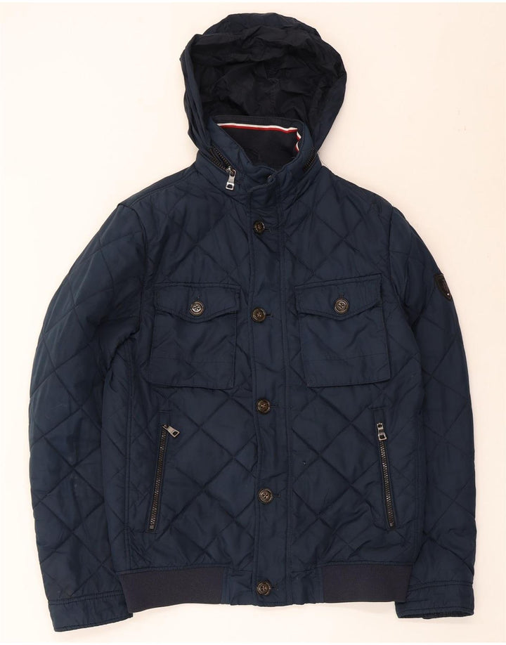 Jachetă matlasată cu glugă pentru bărbați Tommy Hilfiger UK 36 Poliester bleumarin mic