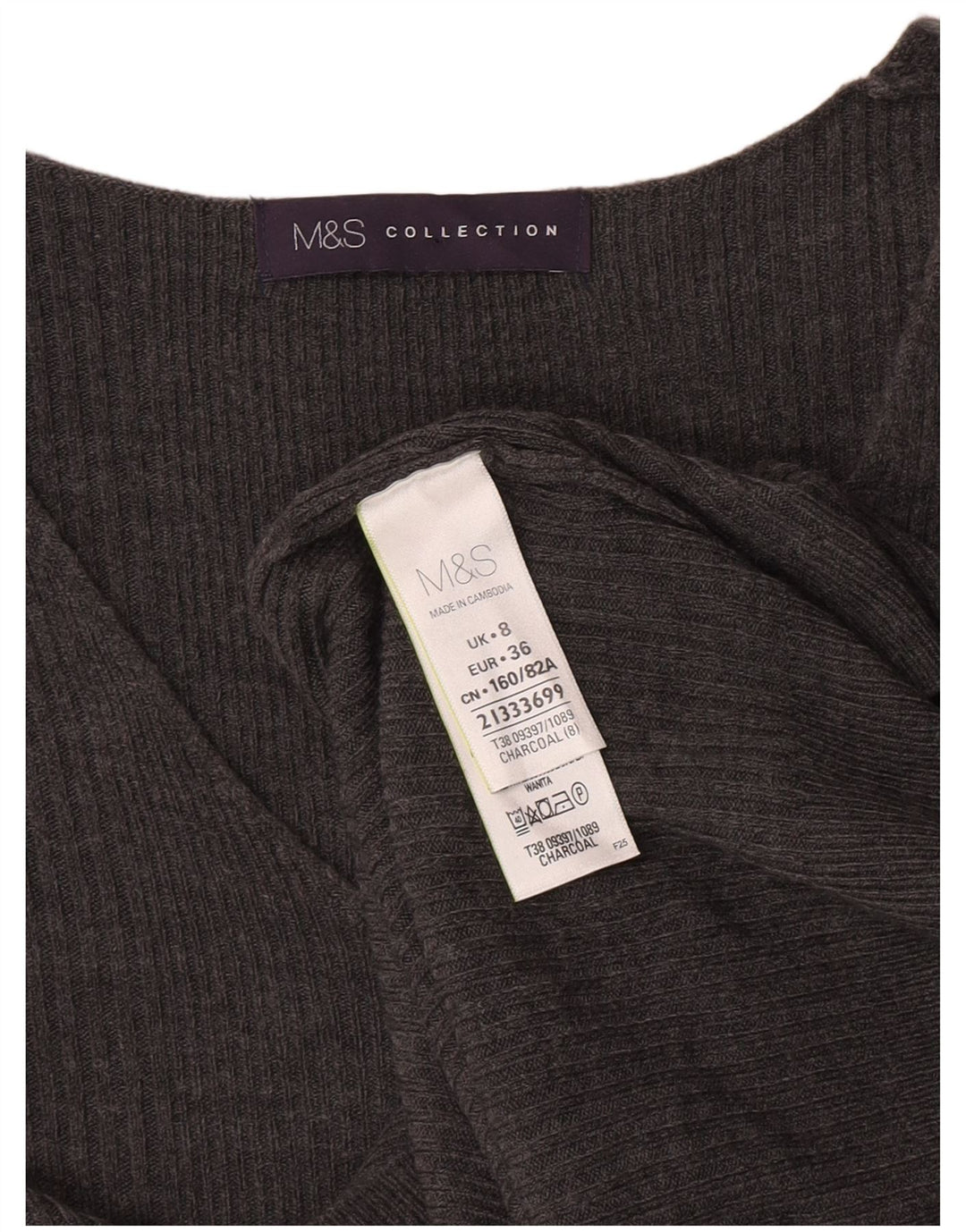 Pulover pentru femei Marks & Spencer cu decolteu în V UK 8 mic gri acrilic