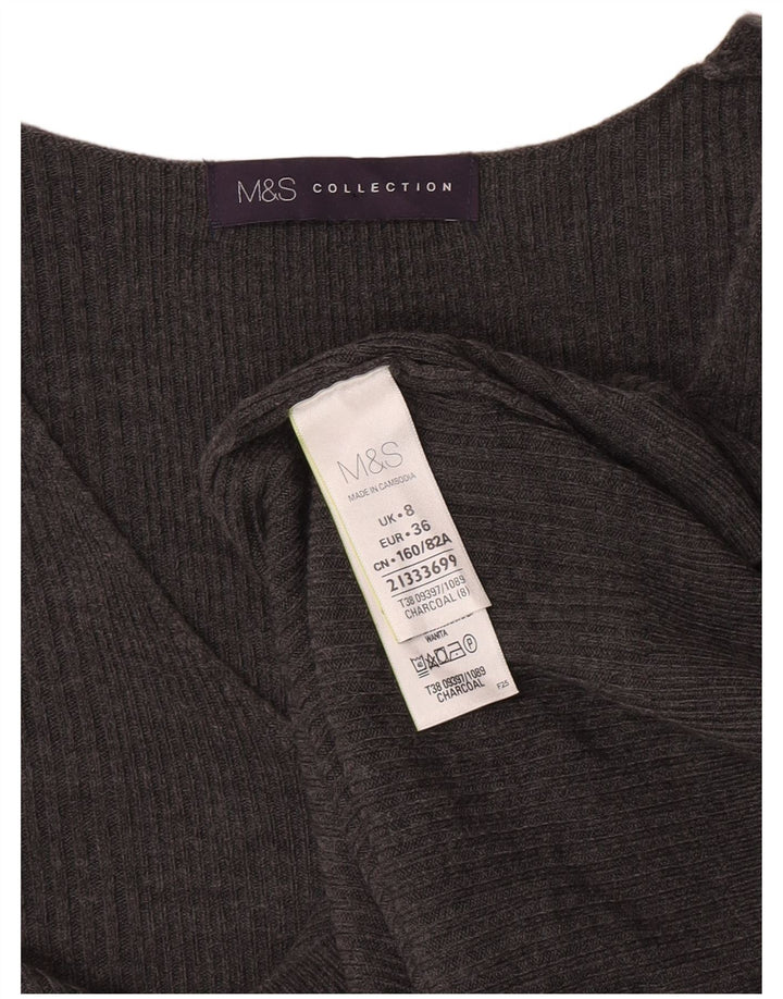 Pulover pentru femei Marks & Spencer cu decolteu în V UK 8 mic gri acrilic