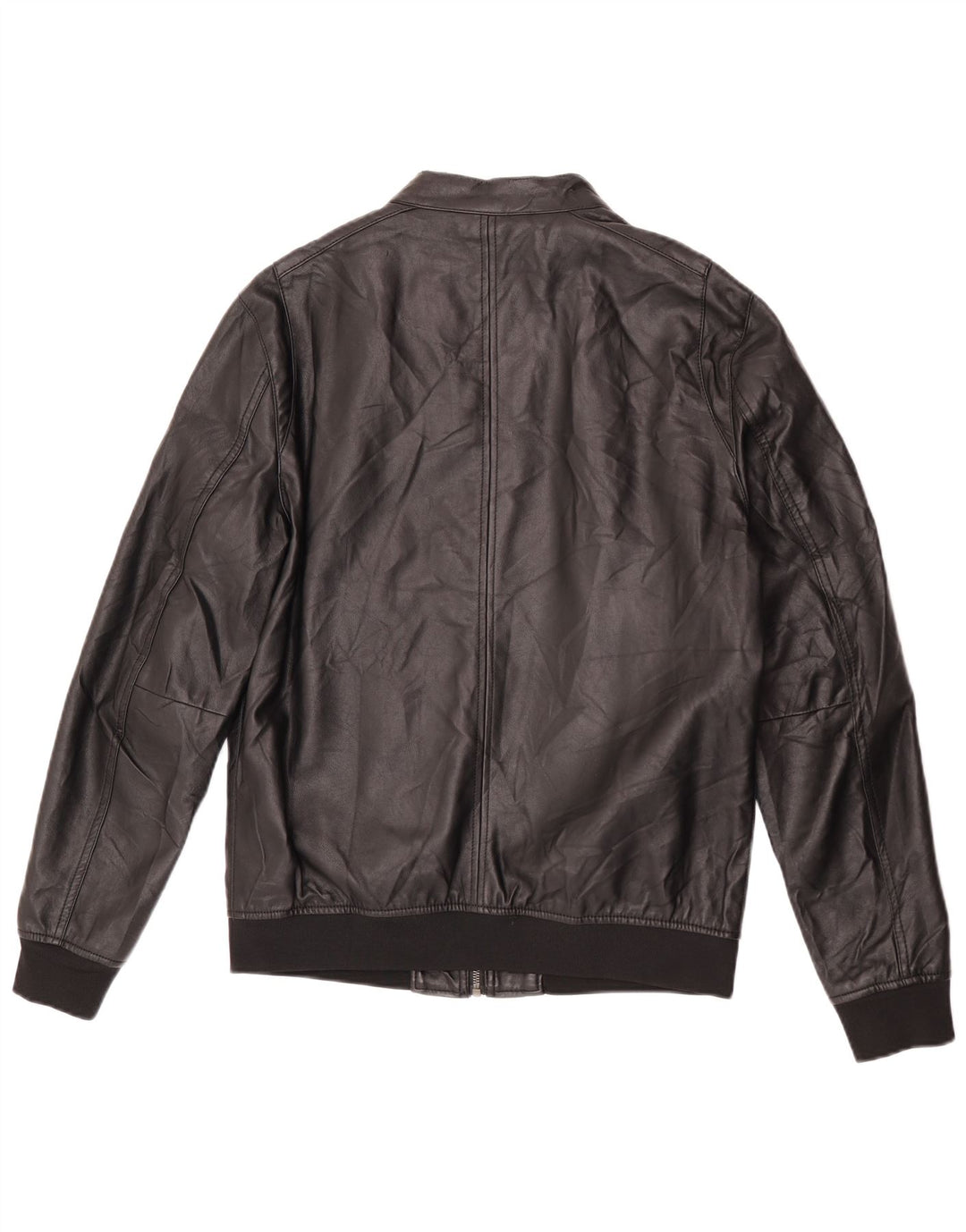 Jachetă bomber din piele artificială pentru bărbați Zara UK 40 Poliester negru mare