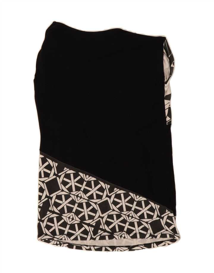 DESIGUAL Womens Sleeveless Blouse Top UK 12 Medium Black Geometric Viscose Vintage Desigual and Second-Hand Desigual from Messina Hembry 