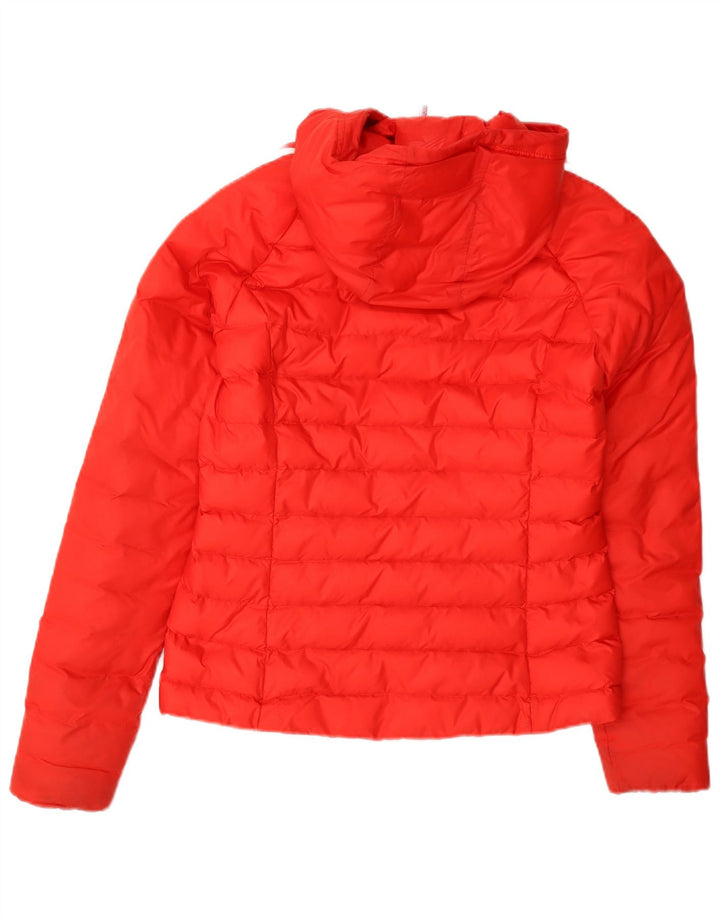 Jachetă căptușită cu glugă Adidas pentru femei UK 8 Small Orange Nylon