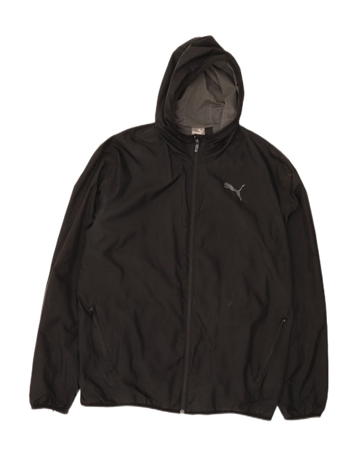 Jachetă de ploaie cu glugă Puma pentru bărbați UK 18 XL, poliester negru