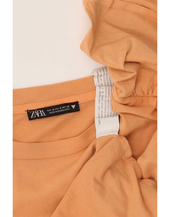 Bluză Zara pentru femei Crop Batwing Top UK 10 Bumbac portocaliu mic