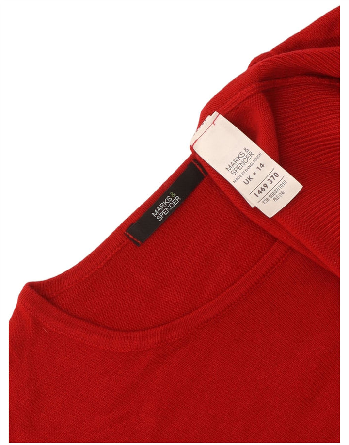 Pulover pentru femei Marks & Spencer cu gât roșu, roșu mediu acrilic