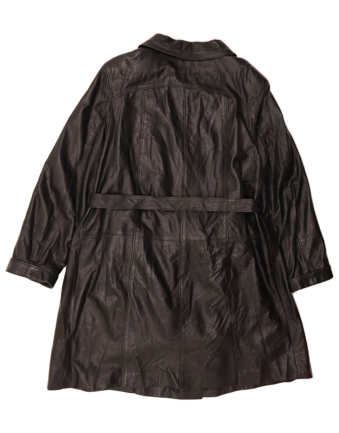 VINTAGE Womens Leather Coat UK 18 XL Black Leather Vintage Vintage and Second-Hand Vintage from Messina Hembry 