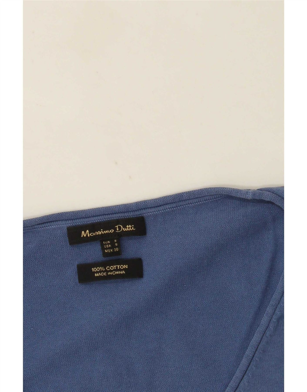 Massimo Dutti Pulover cu decolteu în V pentru femei UK 10 Bumbac albastru mic